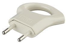 Вилка электрическая без заземления угловая с кольцом ЭРА V1 6А белый картинка 